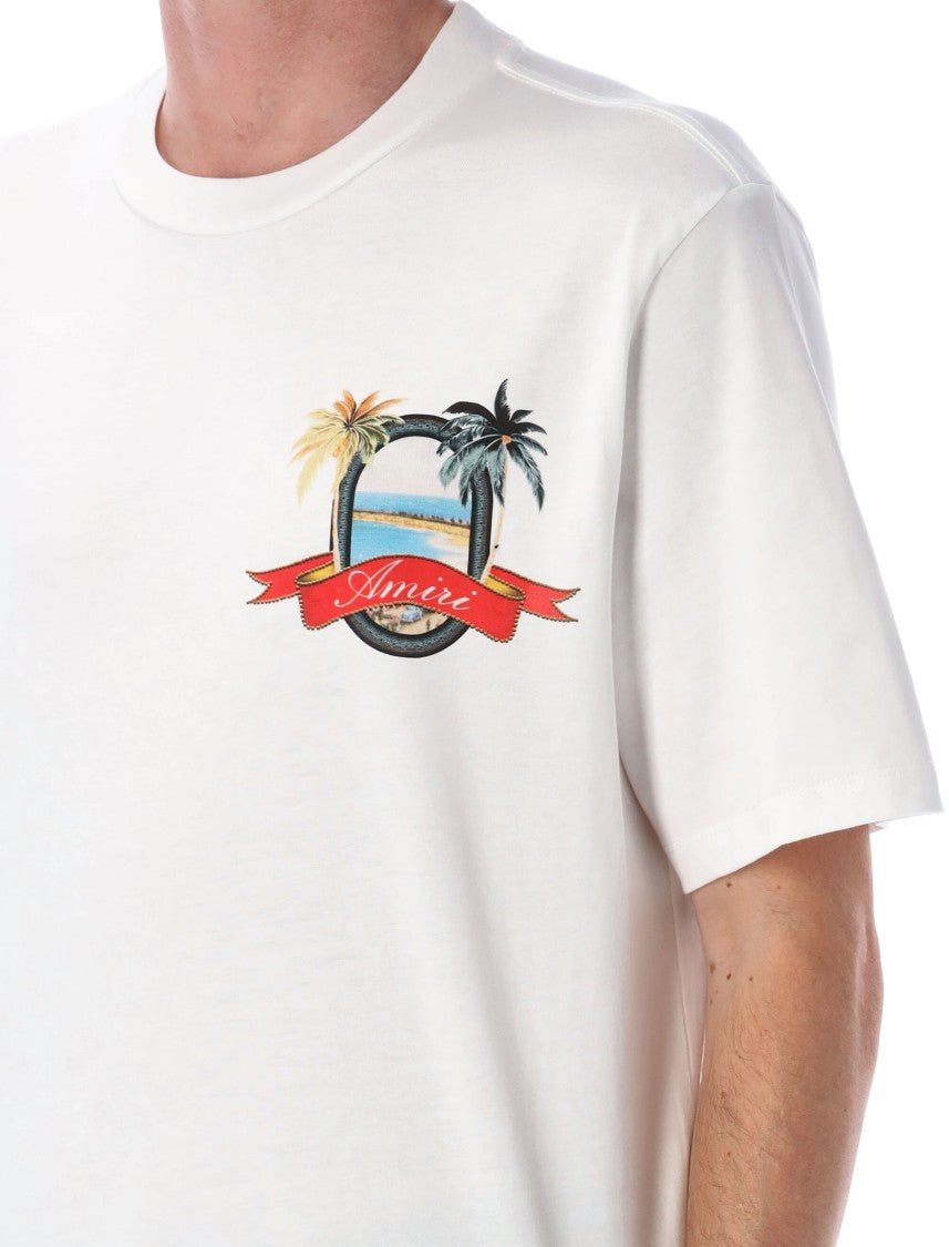 Amiri Ivory Paradise Tee With Vibrant Graphic Print