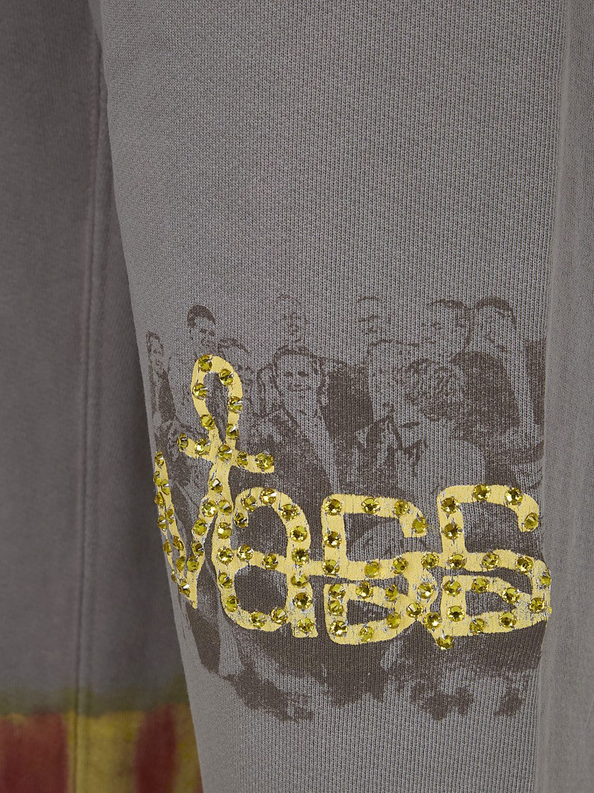 Paly Grey Trousers With Artistic Embellishments