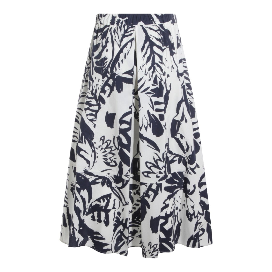 Antonelli Firenze Flowing Midi Skirt With Abstract Botanical Print