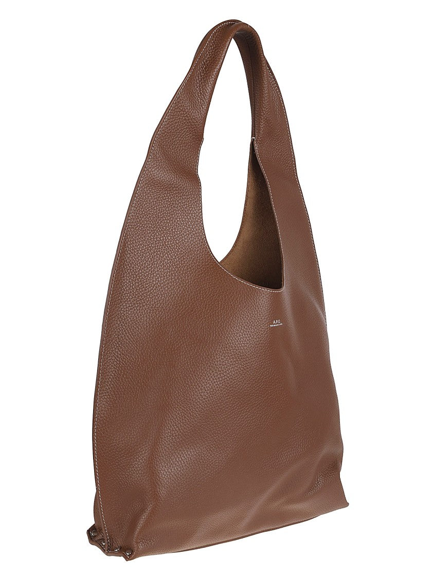 A.P.C. Pebbled Leather Shoulder Bag With Subtle Stud Detailing