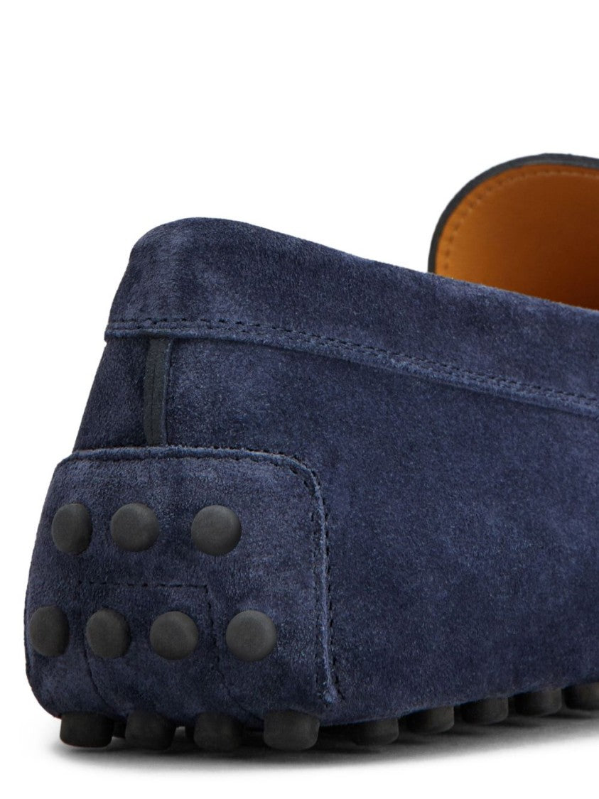 Tod's Blue Calfskin Suede Driving Loafers