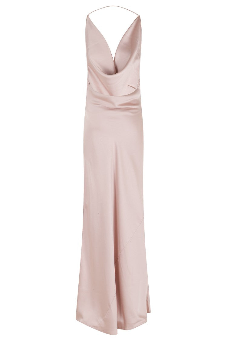 The Andamane Cowl Neck Long Dress With Open Back Design