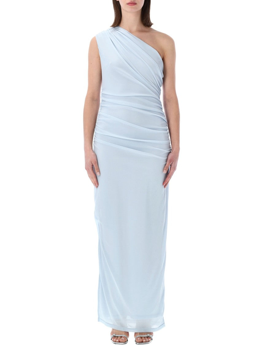 Rotate One Shoulder Elegant Draped Maxi Dress