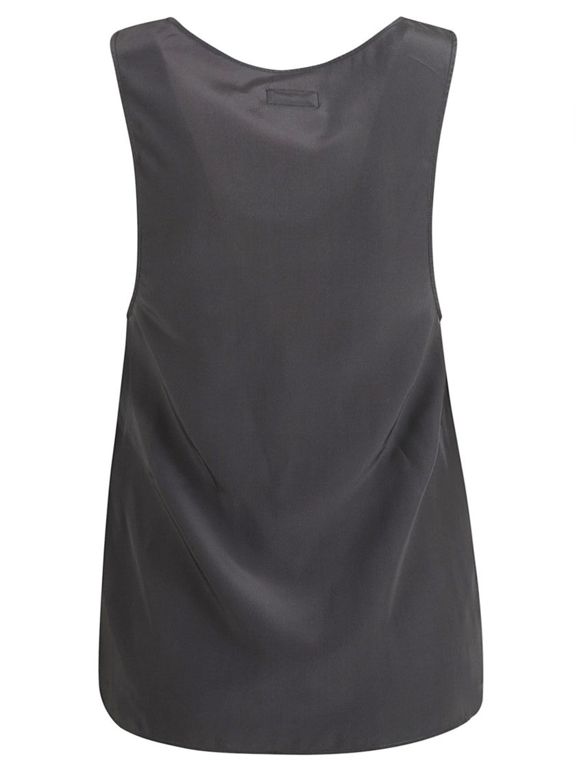 Saint Laurent Black Silk Top With Scoop Neckline