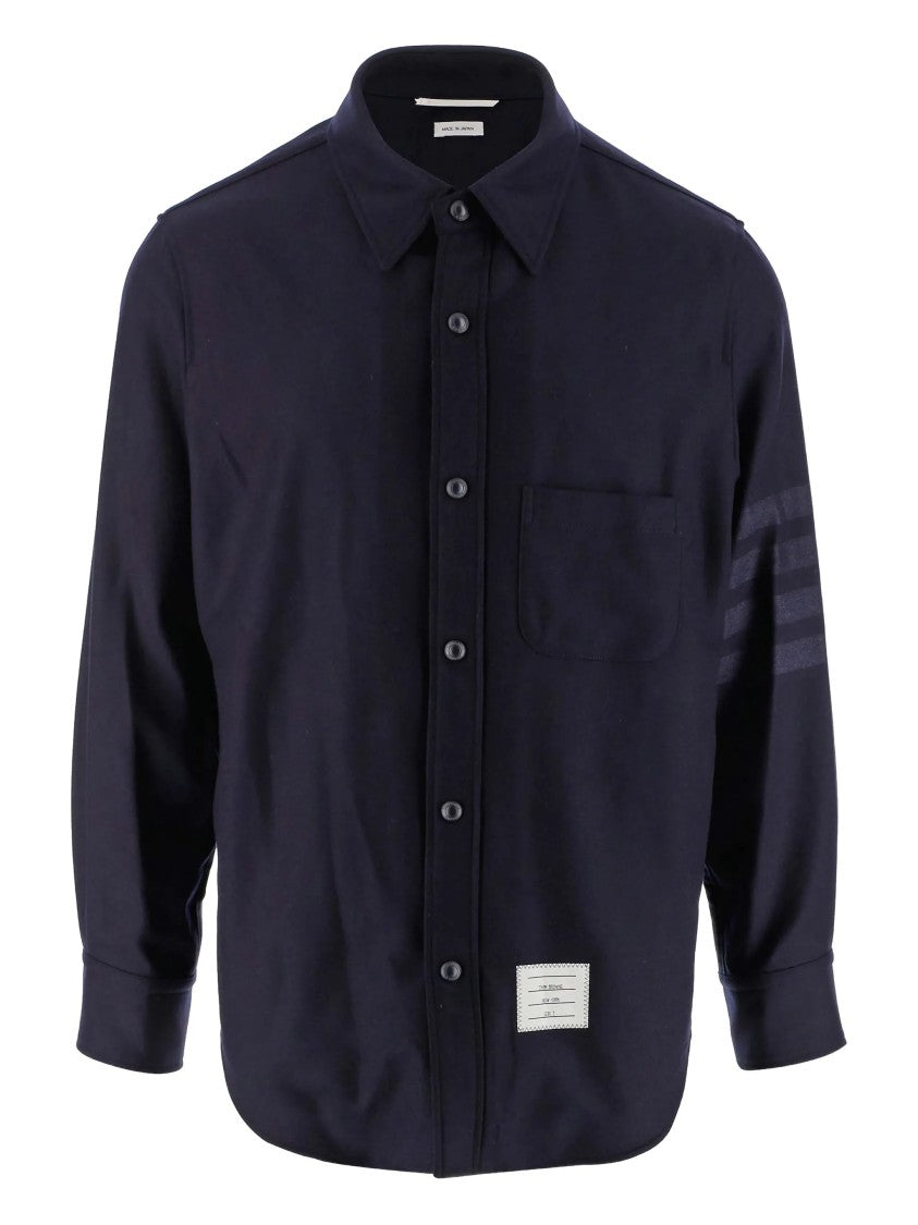 Thom Browne Long Sleeve Button-Up Shirt With Cashmere-Wool Blend
