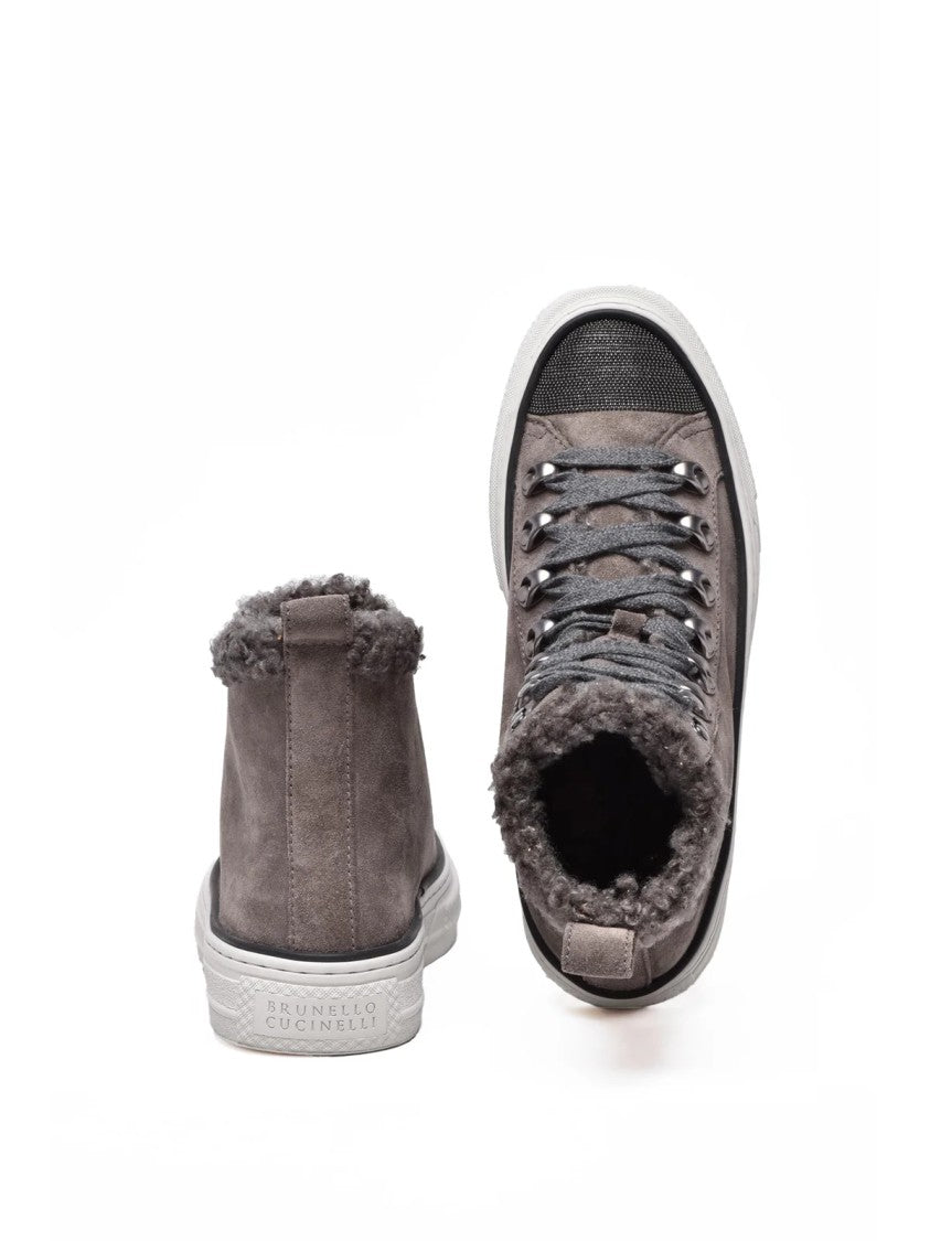 Brunello Cucinelli Brown Suede Basket Sneakers