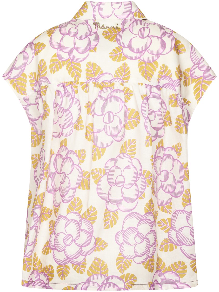Marni Boxy Floral Pattern Shirt With Gathered Detail