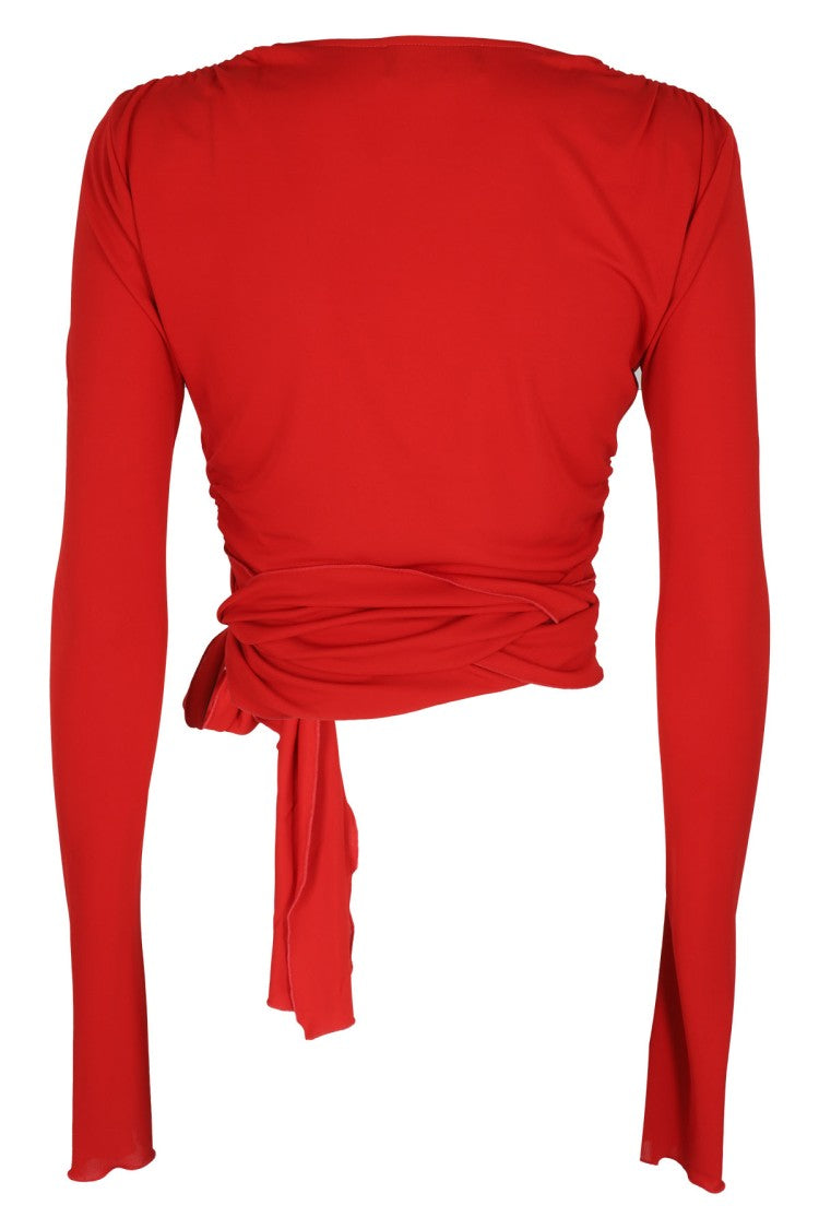 Blumarine Red Wrap-Style Top
