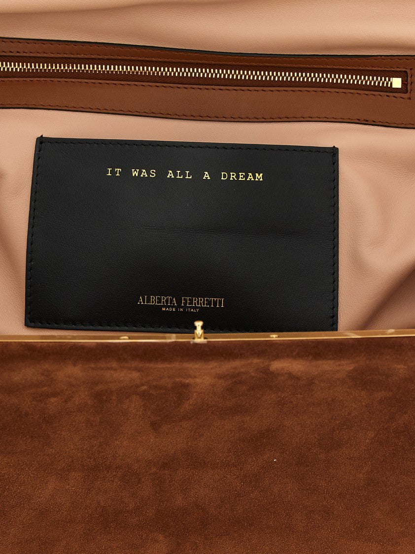 Alberta Ferretti Maxi Suede Pouch With Rigid Closure And Adjustable Strap