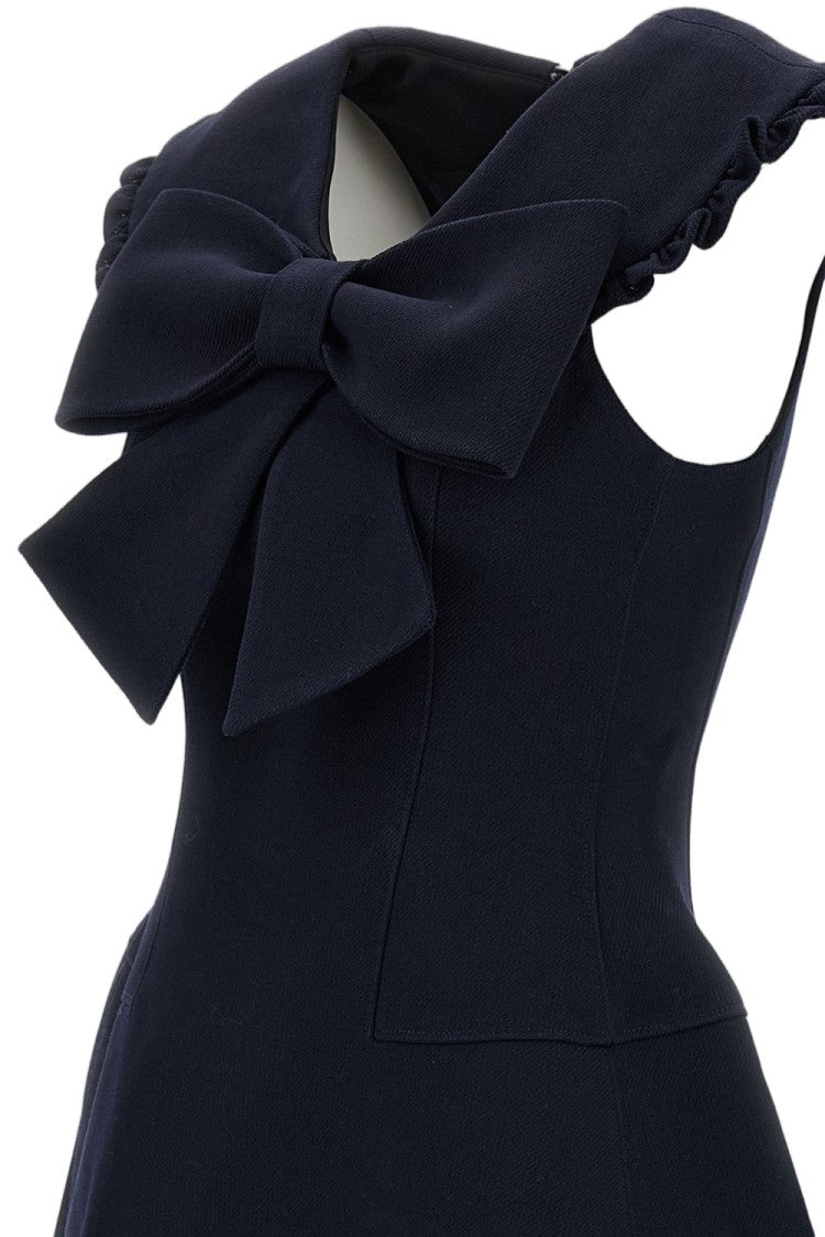 Shushu/Tong Mini Dress With Statement Bow And Ruffled Trim
