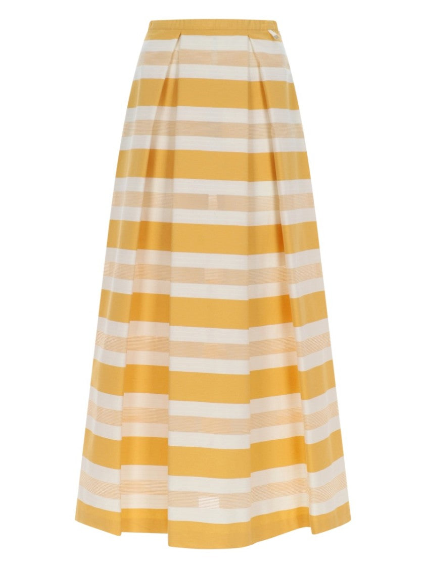 Herno Mustard Beige Pleated Maxi Skirt