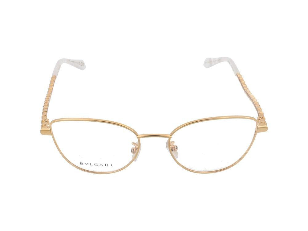 Bulgari Cat-Eye Inspired Gold Metal Rim Eyeglasses
