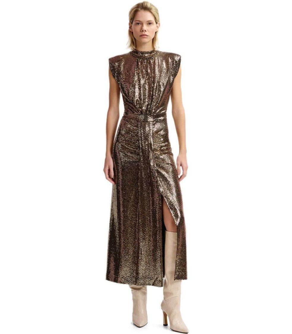 Essentiel Antwerp Gonnak Gold Midi Dress