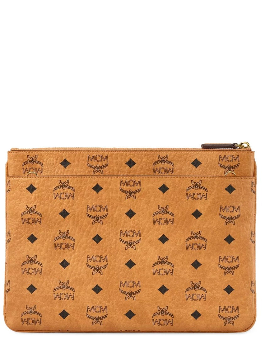 Mcm Rectangular Crossbody Pouch With Logo Pattern