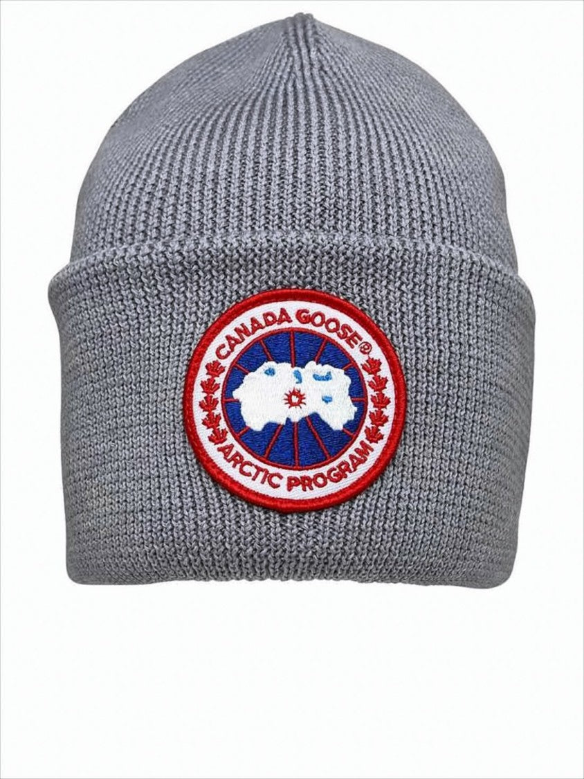 Canada Goose Textured Knit Beanie With Folded Cuff And Emblem
