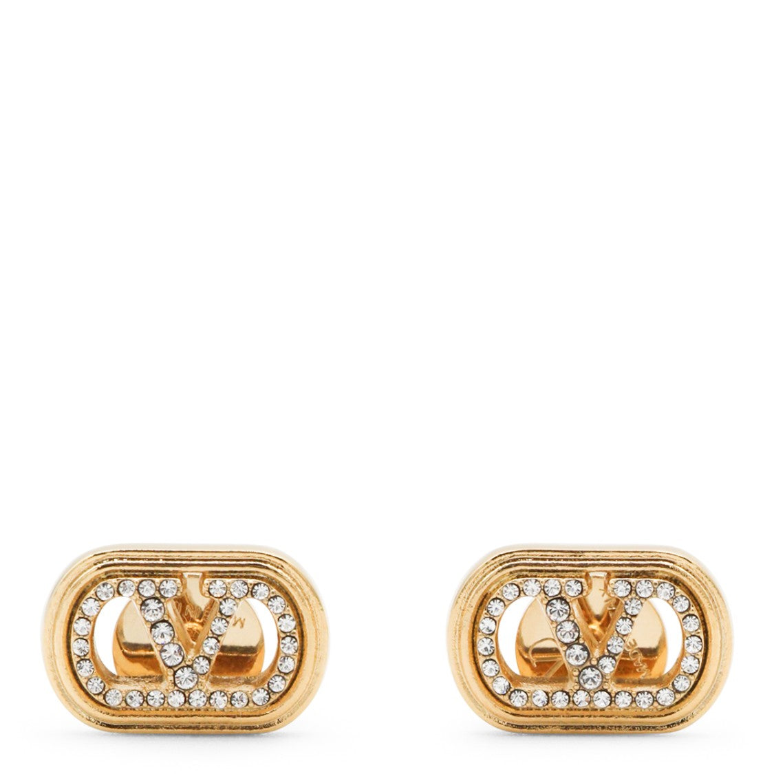 Valentino Garavani Gold Crystal-Embellished Logo Earrings
