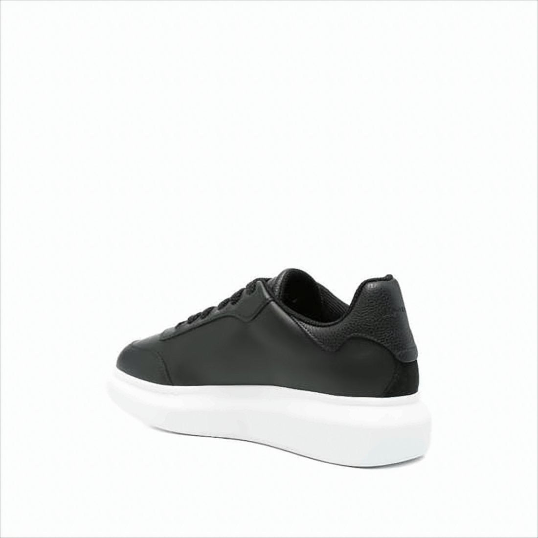 Alexander Mcqueen Sole Black Leather Sneakers With Embossed Branding