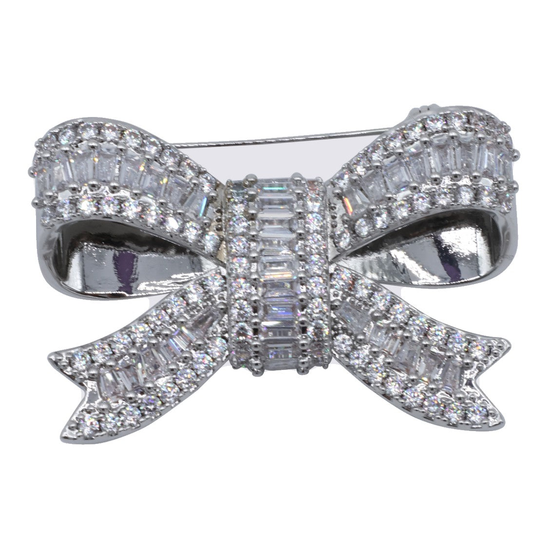 Self-Portrait Bow-Shaped Brooch With Clear Crystals And Silver-Tone Finish
