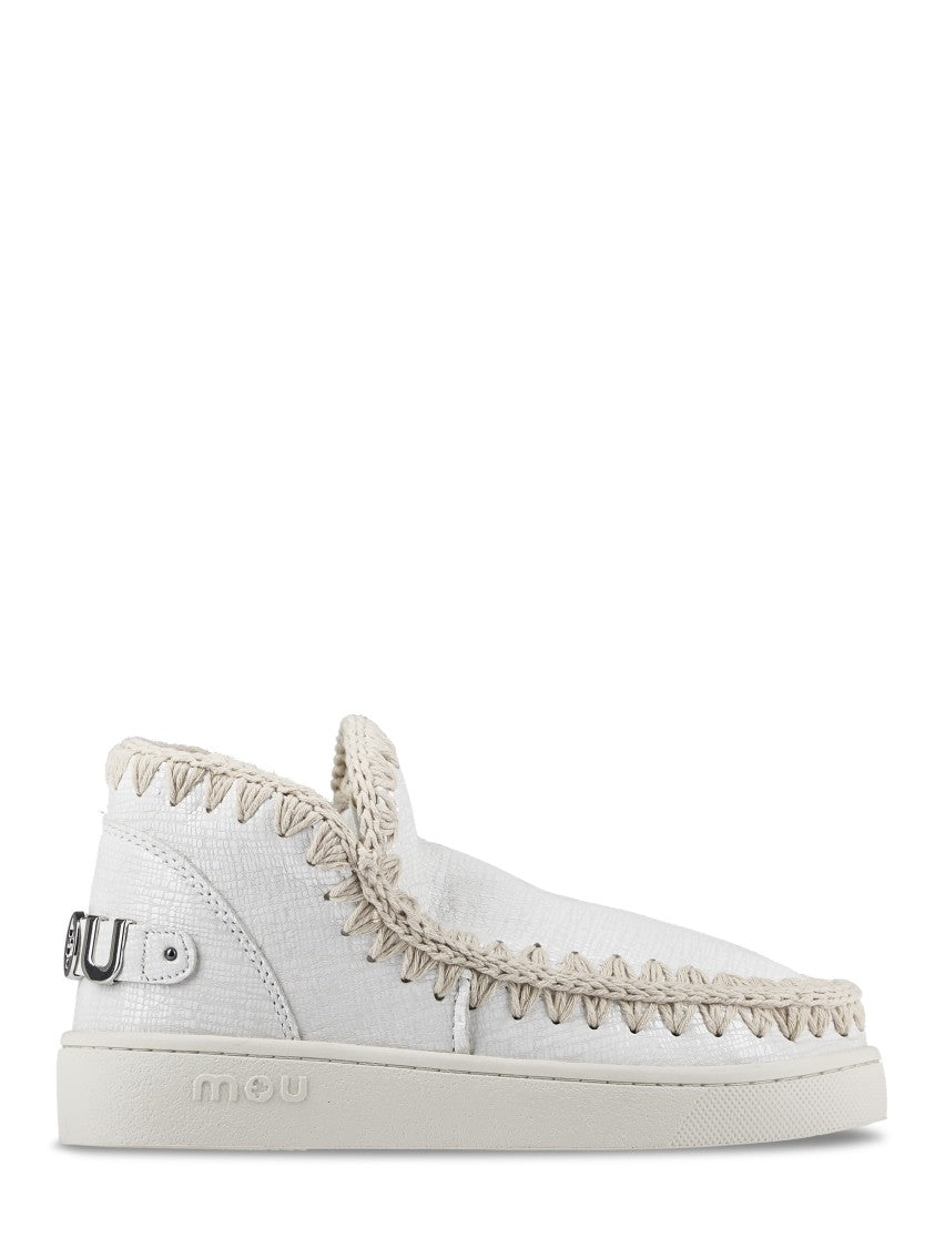 Mou Slip-On White Sneakers With Intricate Stitching