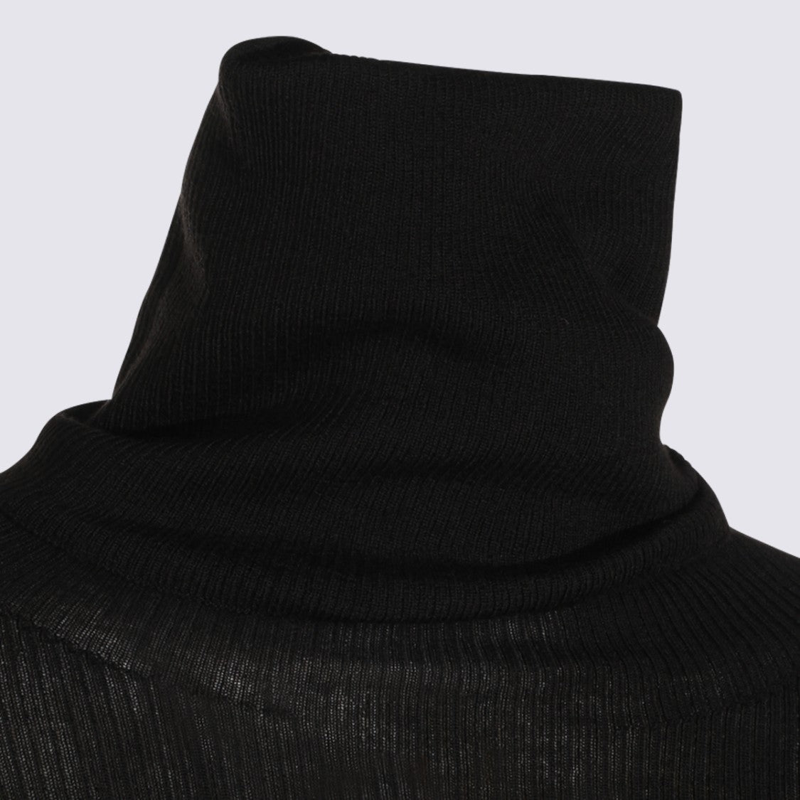 Rick Owens Ribbed Knit Sweater With High Turtleneck And Semi-Sheer Finish