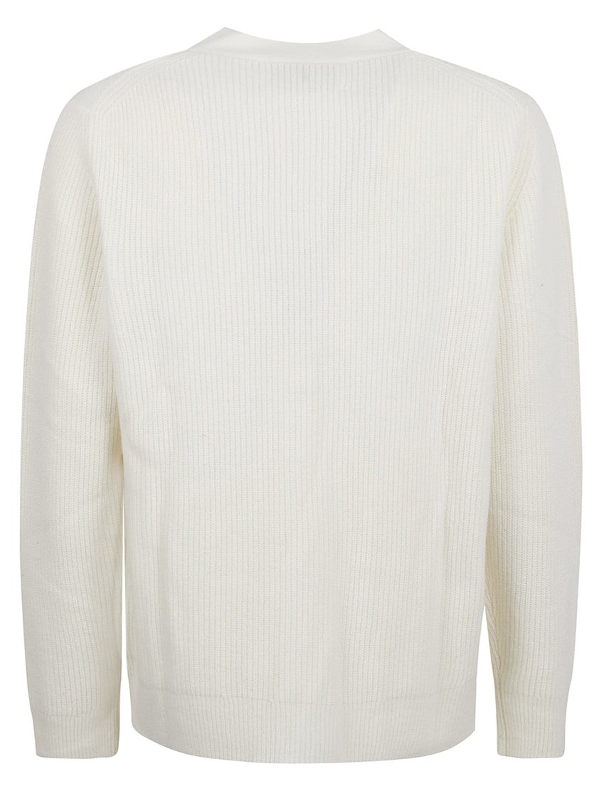 Ballantyne Ribbed Knit Cardigan Sweater With Deep V-Neckline