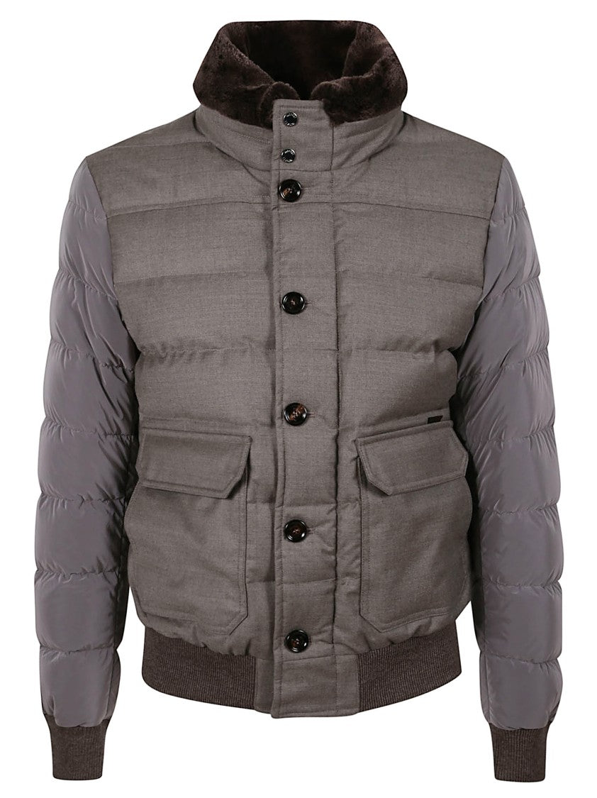 Moorer Quilted Puffer Jacket With Smooth Fabric Panels