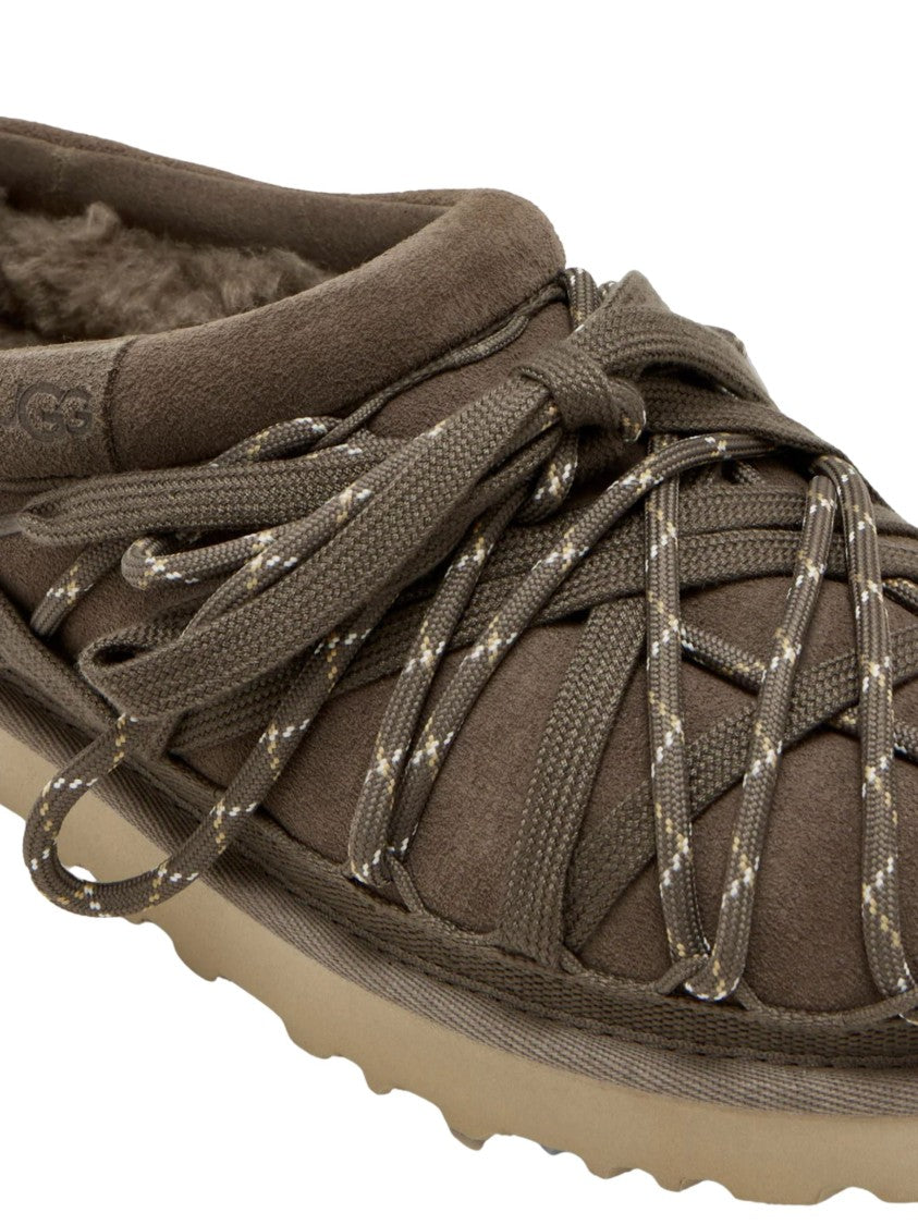 Ugg Green Double Lacing Suede Mules