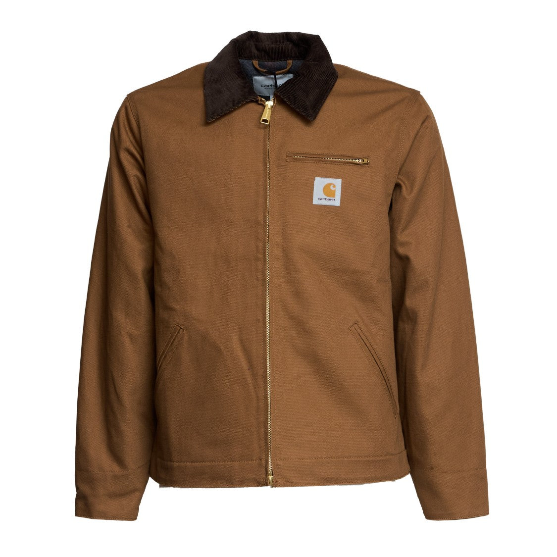 Carhartt Wip Brown Cotton Casual Jacket With Velvet Collar And Adjustable Features