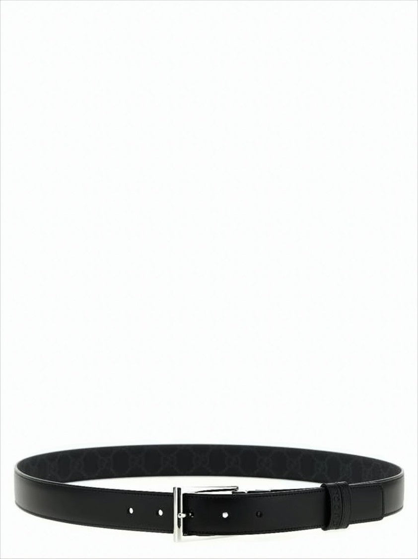 Gucci Leather Belt With Canvas Overlay