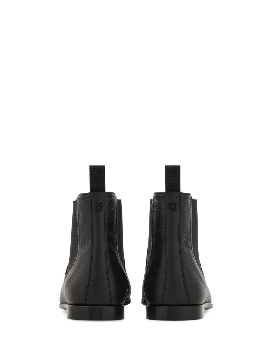 Ferragamo Black Sterling Elastic Side-Panel Ankle Boots