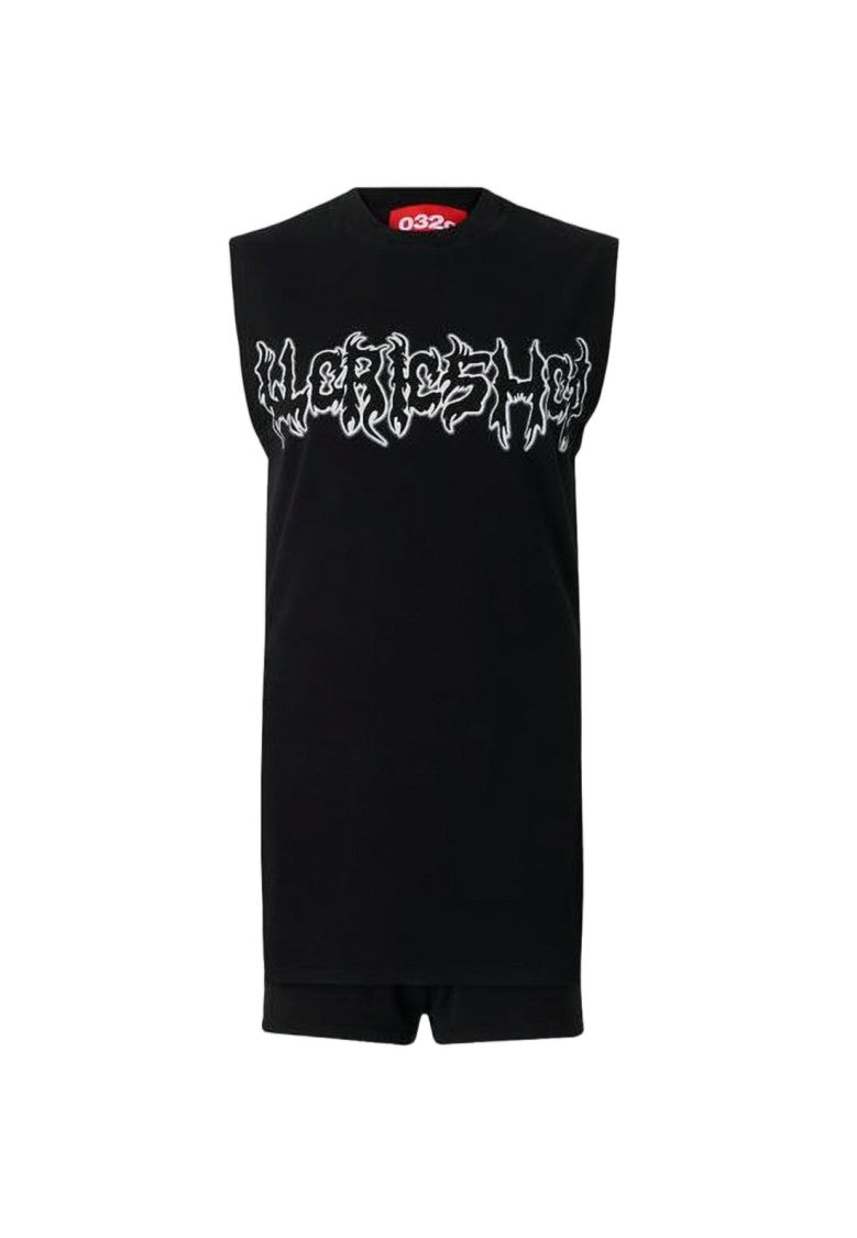 032C High-Neck Graphic Mini Dress With Matching Shorts