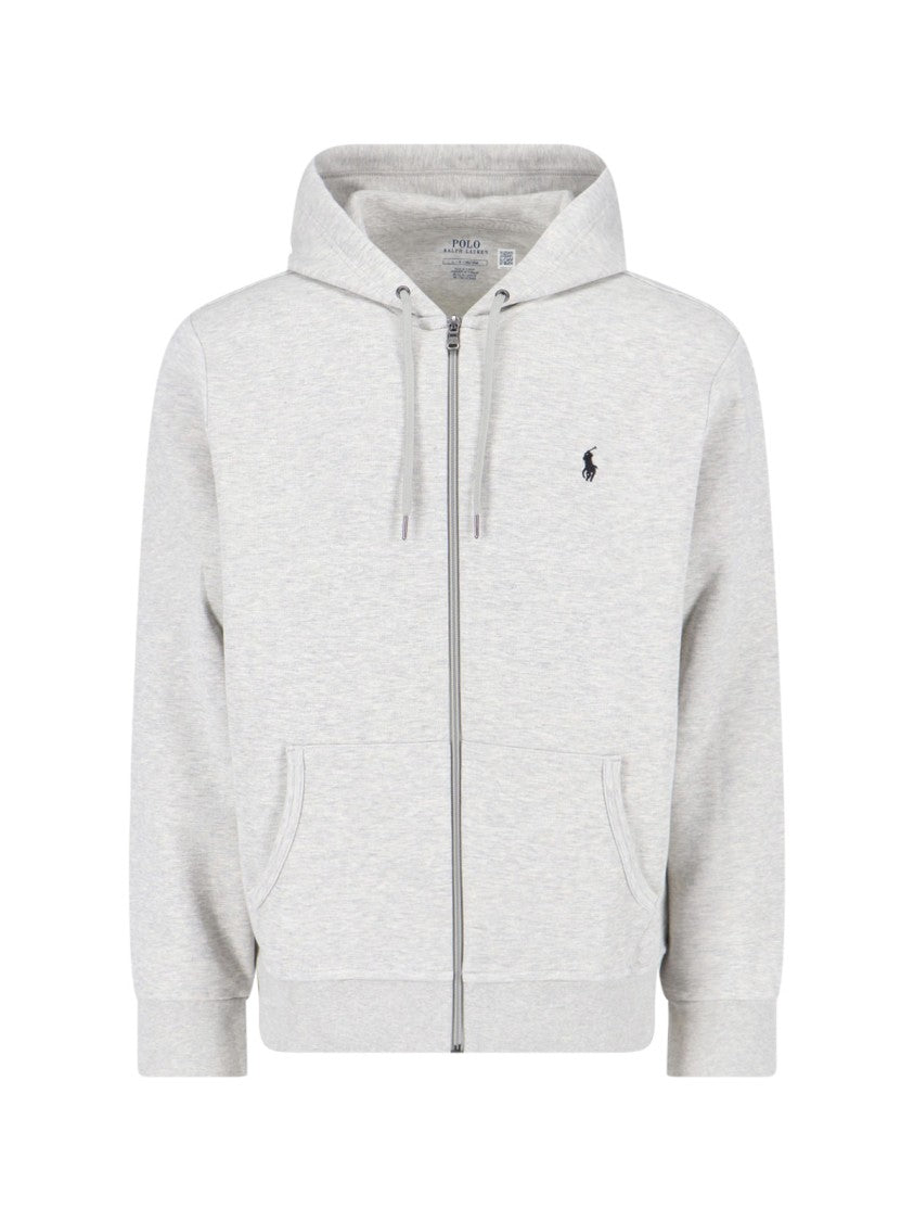 Polo Ralph Lauren Textured Knit Grey Hoodie With Round Neckline