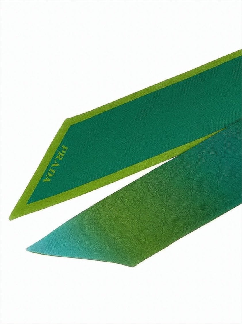 Prada Gradient Silk Scarf With Quilted Texture And Logo