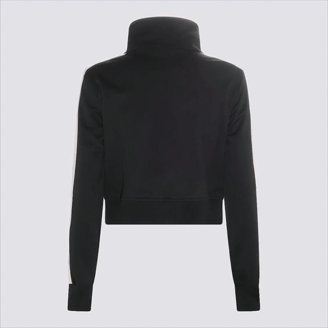 Palm Angels Cropped Black Jacket With High Stand Collar