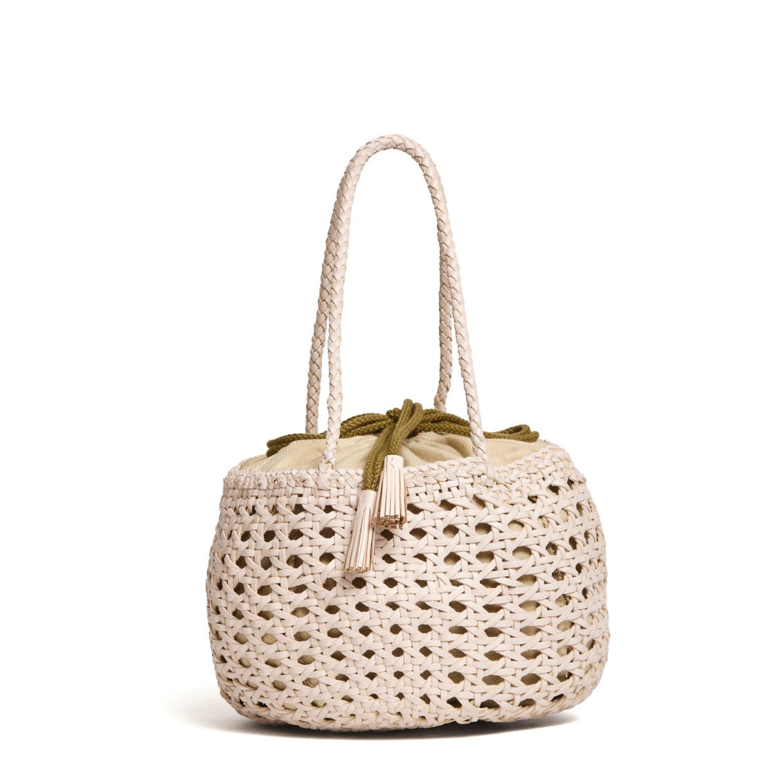 Dragon Diffusion Juventus Round Perforated Cotton Woven Handbag