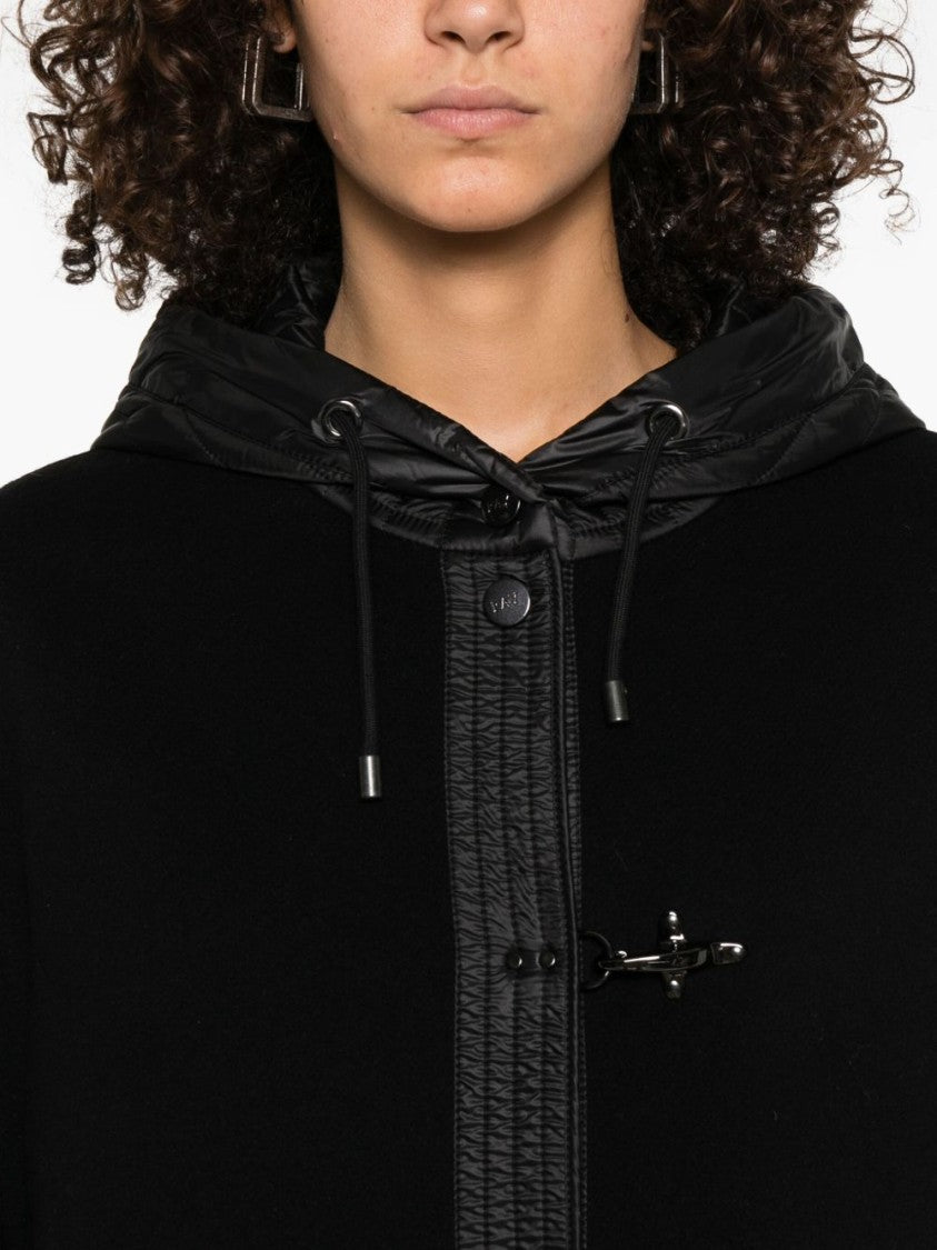 Fay Straight Silhouette Short Coat With Quilted Hood