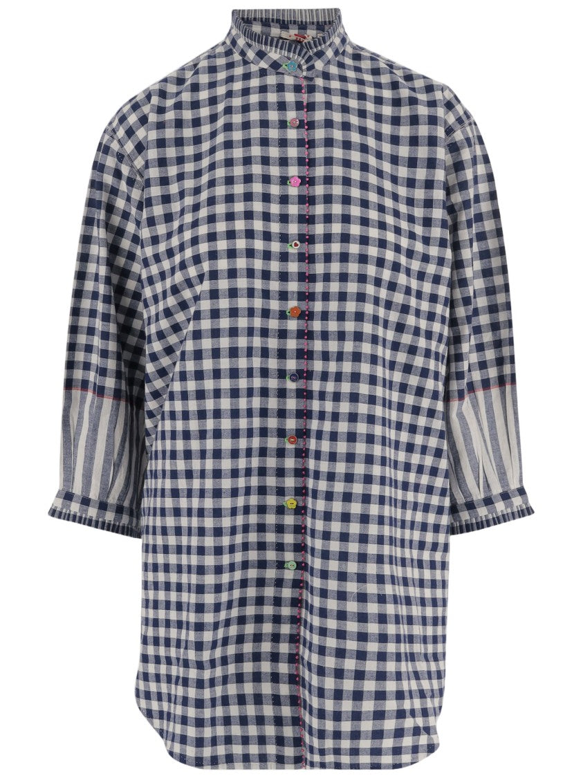 Pero Three-Quarter Sleeve Oversized Checked Shirt