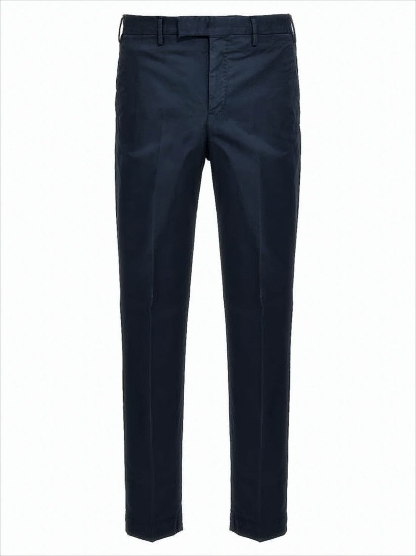 Pt Torino Tailored Blue Straight Pants With Classic Waistband And Functional Pockets