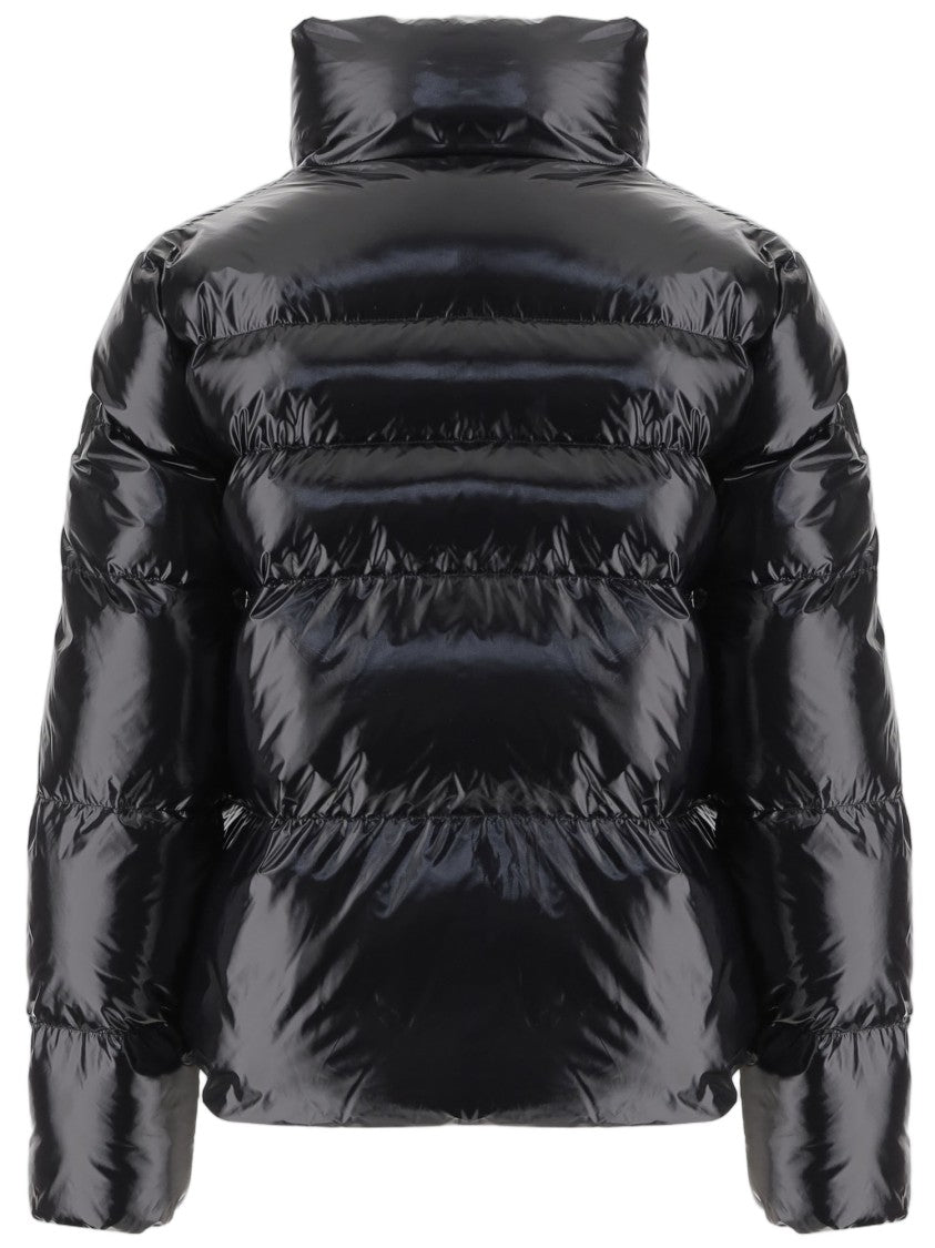 Pinko High Collar Quilted Puffer Jacket With Glossy Finish