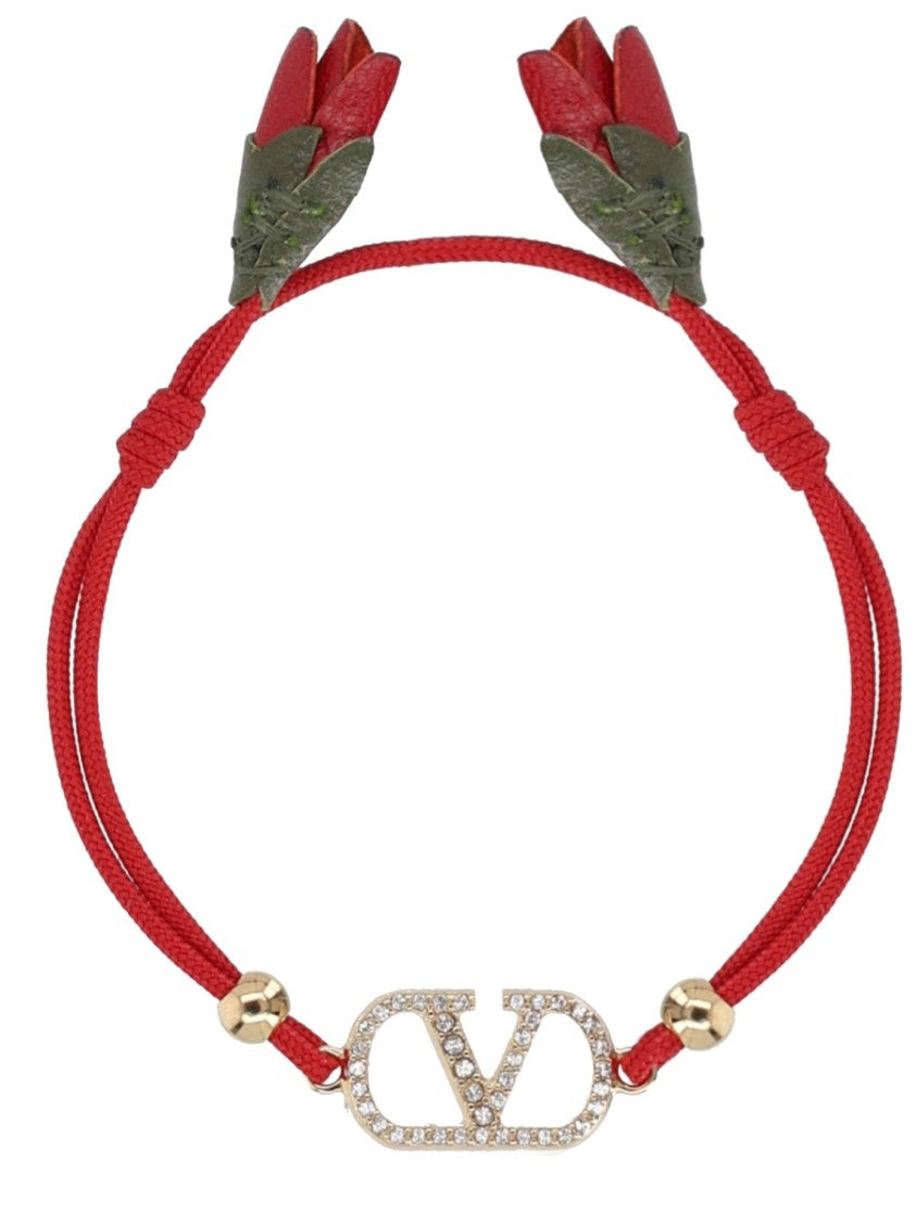 Valentino Garavani Vlogo Signature Red Cord Adjustable Bracelet