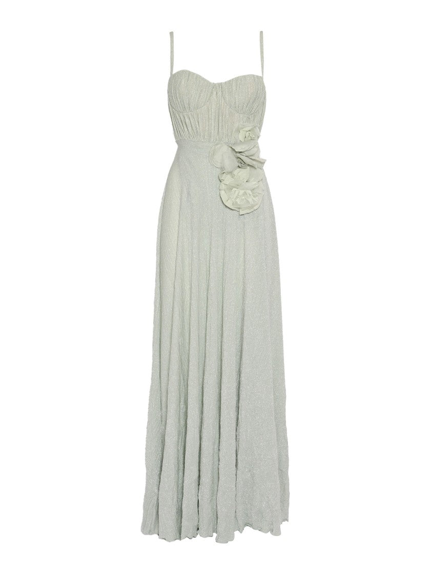 Elisabetta Franchi Sweetheart Maxi Dress With Floral Embellishments