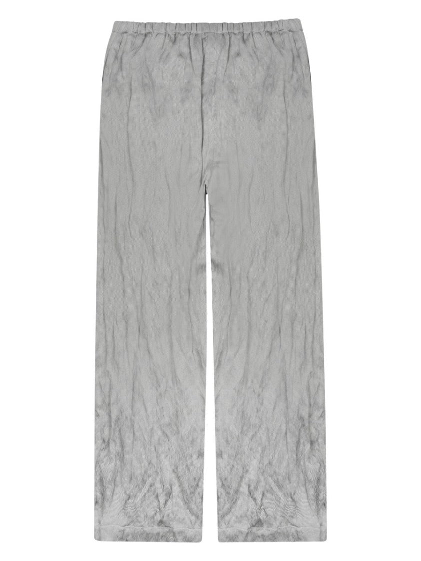 Alysi Grey Crinkled Textured Sheen Wide-Leg Pants