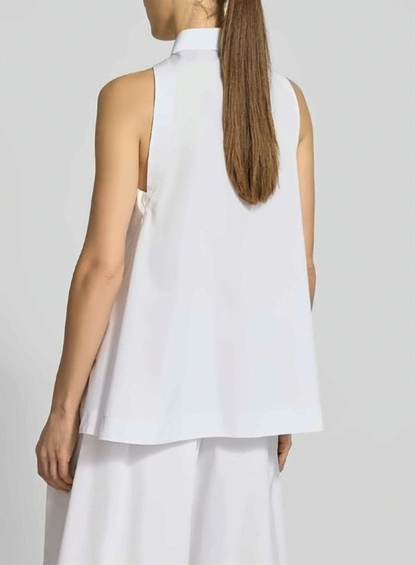 Boss Flared White Shirt With Concealed Button Placket