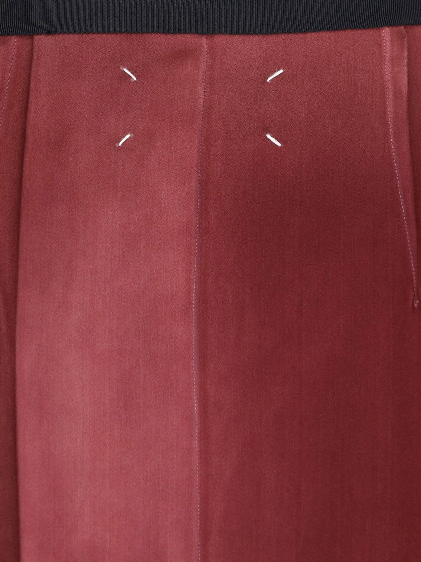 Maison Margiela Bordeaux Viscose Midi Darts Skirt