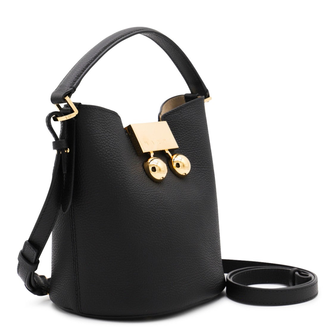 Marni Structured Black Satchel With Gold-Tone Hardware