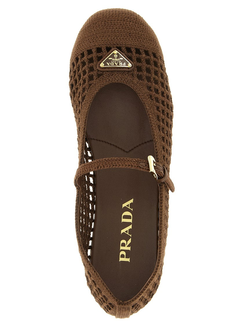 Prada Crochet Cotton Ballet Flats