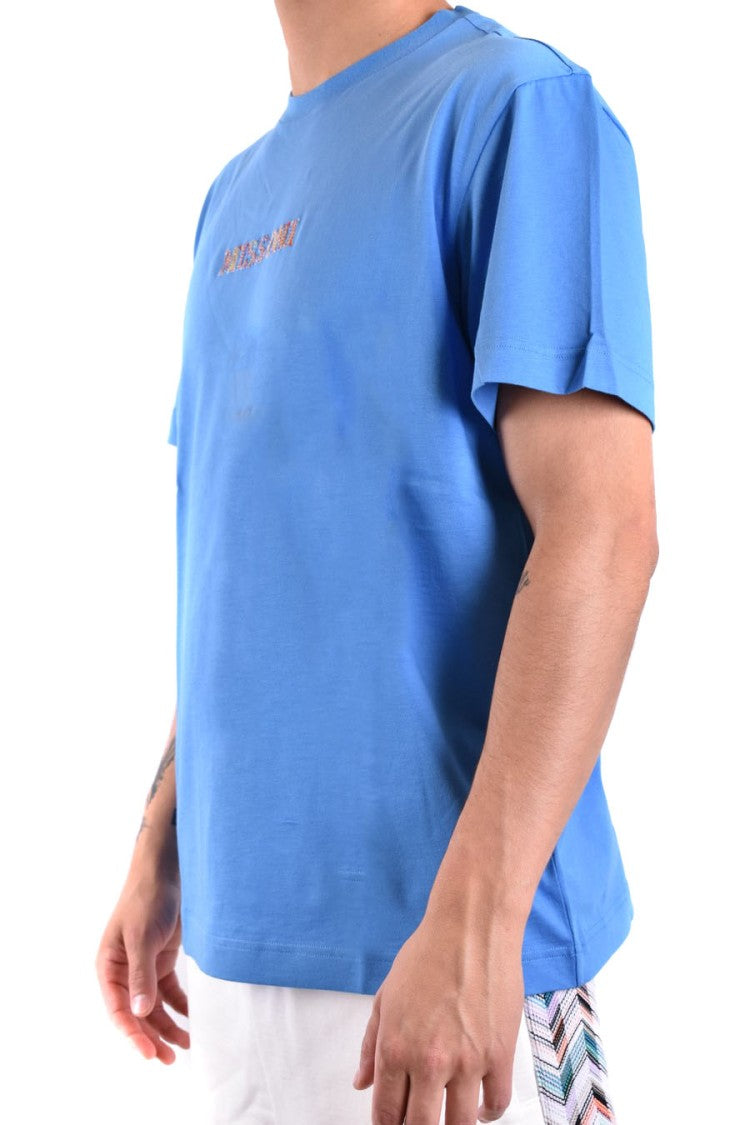 Missoni Blue Cotton Logo-Embroidered T-Shirt