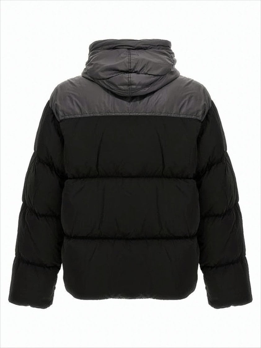 C.P. Company Quilted Black Padded Jacket With Hood And Chest Pocket
