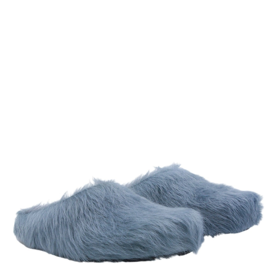 Marni Fur-Textured Blue Slip-On Sandals