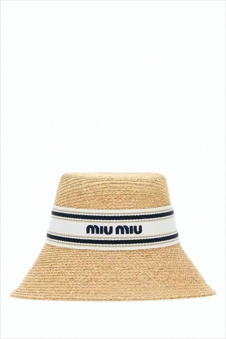 Miu Miu Woven Raffia Wide-Brimmed Hat